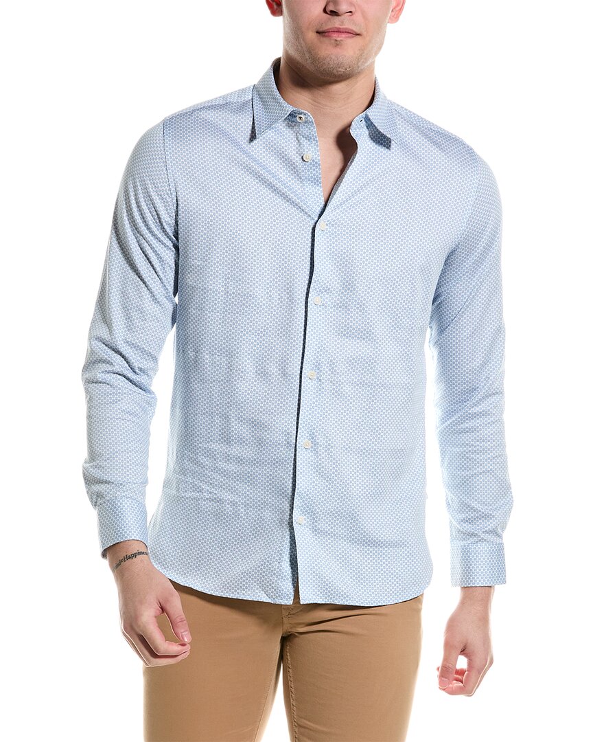 Shop Ted Baker Faenza Geo Slim Fit Shirt In Blue