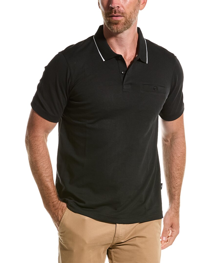 Shop Ted Baker Galton Slub Polo Shirt In Black