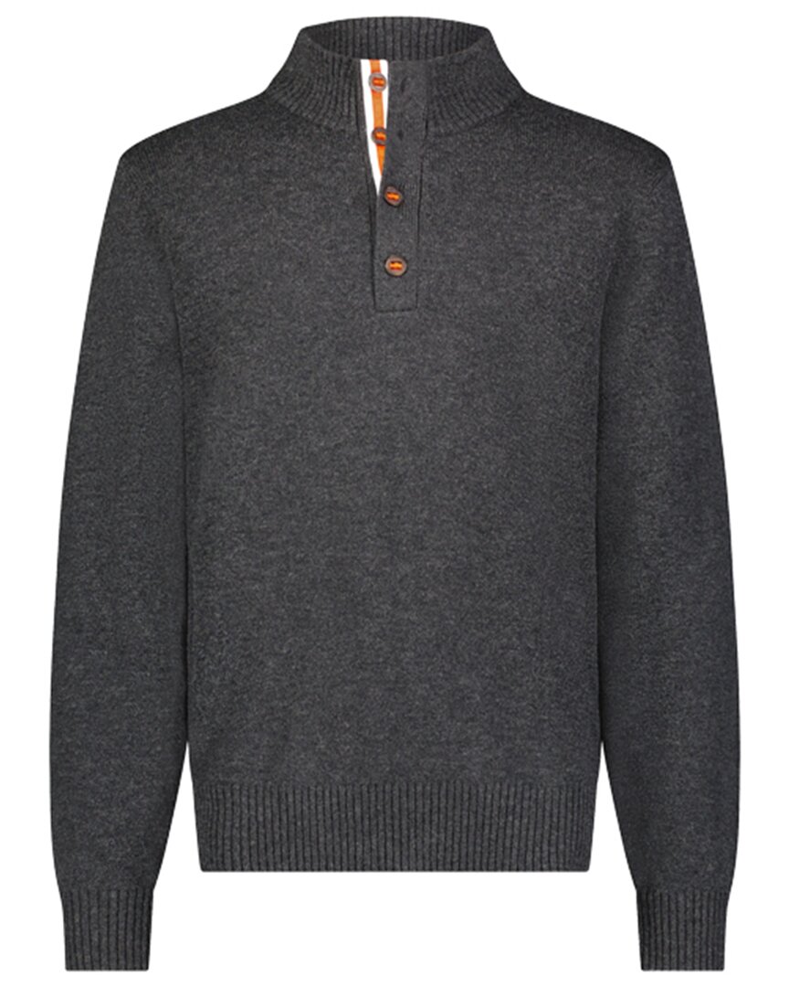 Shop Swims Lynger Button Mock Neck Wool-blend Sweater