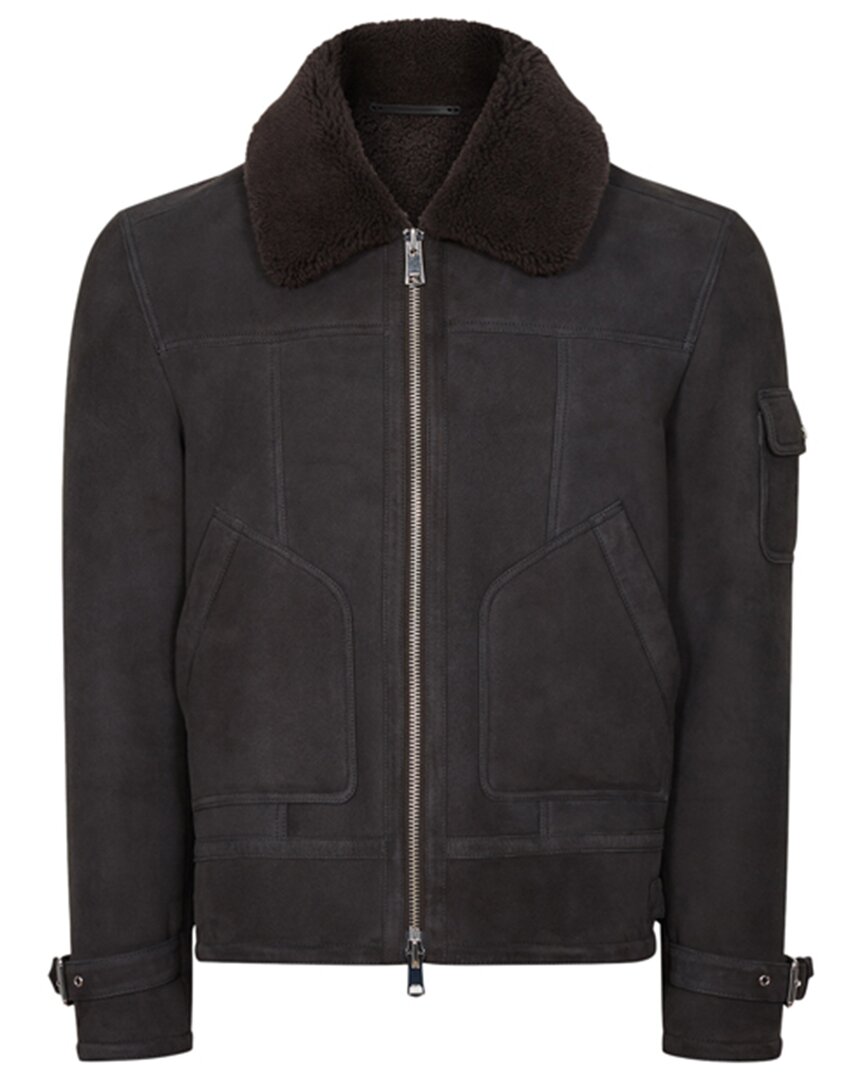 Shop Reiss York Suede Shearling Leather Jacket