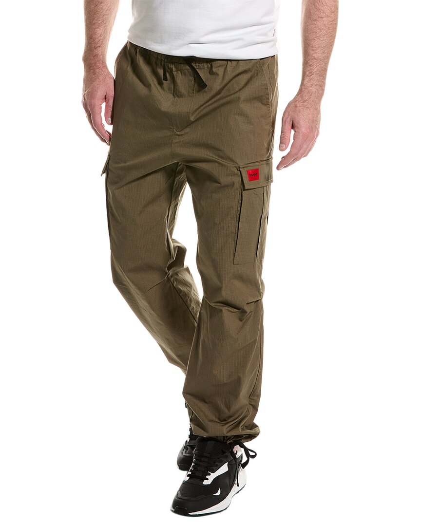 Hugo Boss Brown Stretch Cotton Cargo Pant In Green