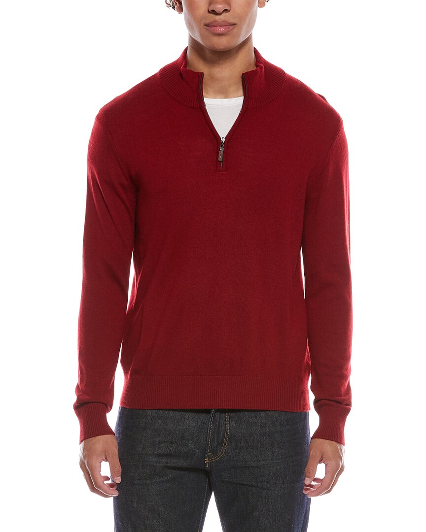 Quinn Merino Wool 1/4-zip Mock Neck Sweater In Red