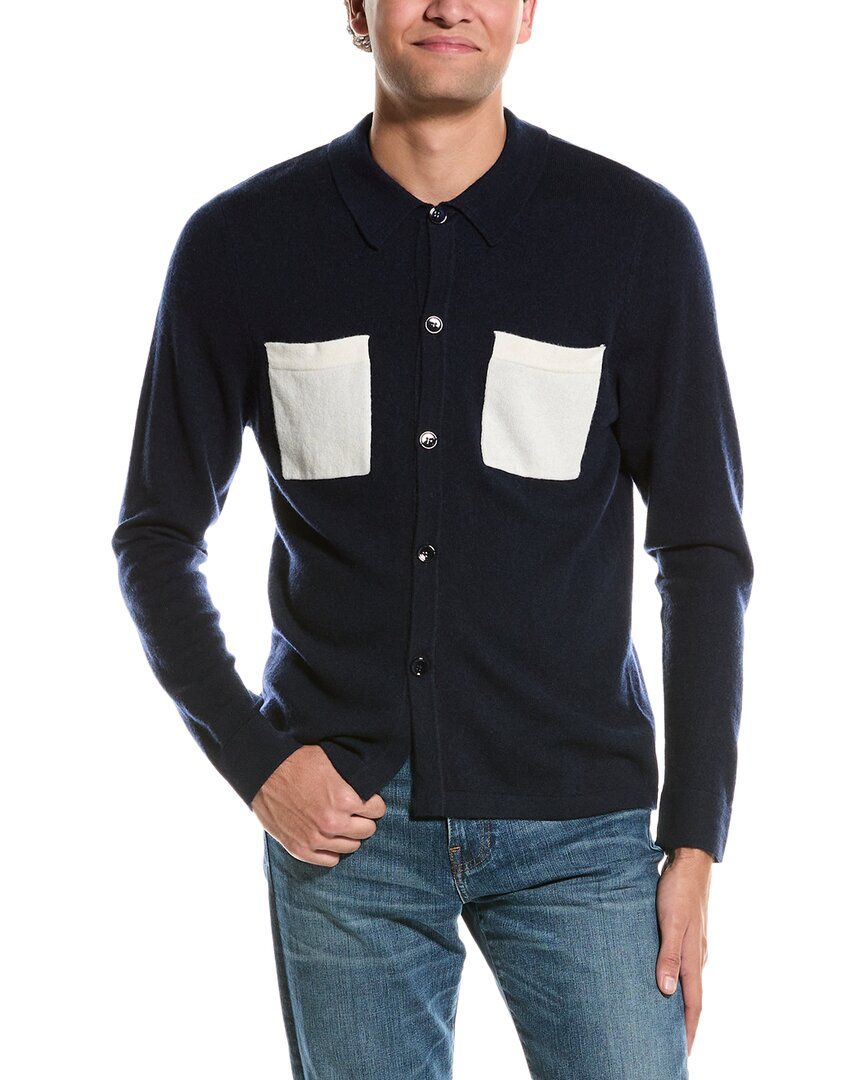 Kier + J Wool & Cashmere-blend Overshirt In Blue
