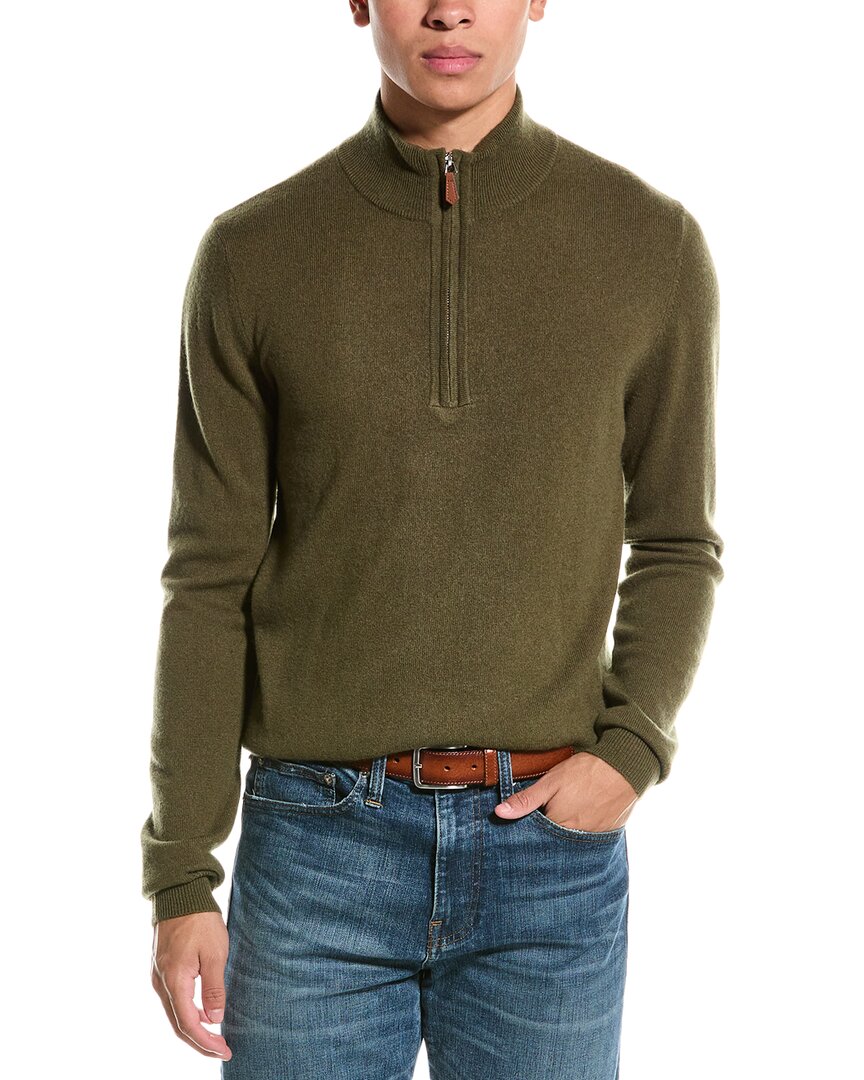 Kier + J Kier+j Wool & Cashmere-blend 1/4-zip Mock Sweater In Green
