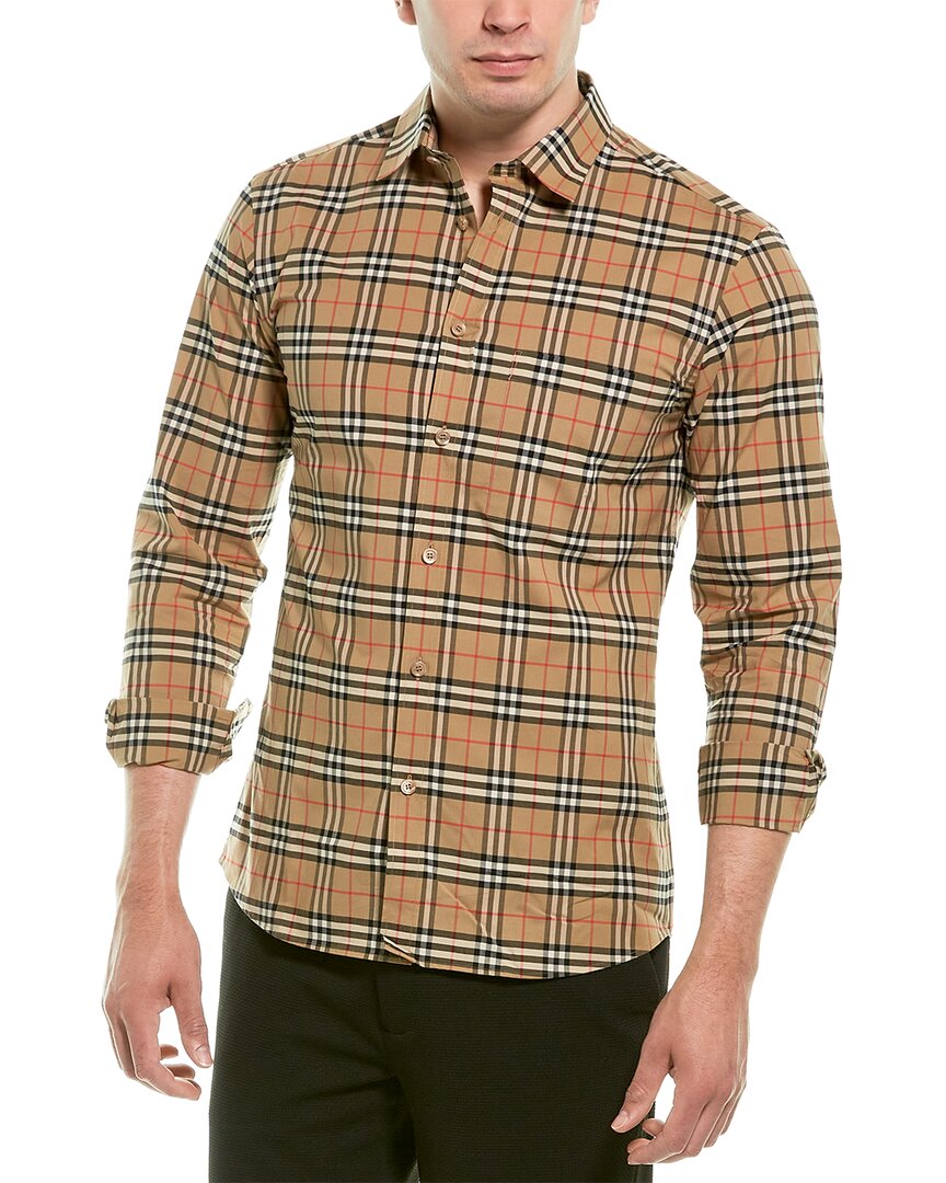 BURBERRY SMALL SCALE CHECK STRETCH WOVEN SHIRT