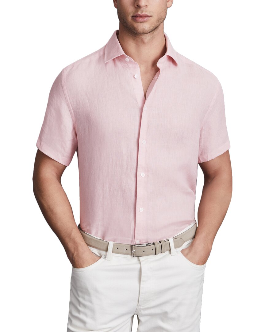 Reiss Holiday Linen Shirt Top In Pink