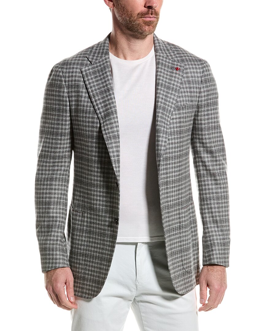 Isaia Wool & Cashmere-blend Blazer In Gray