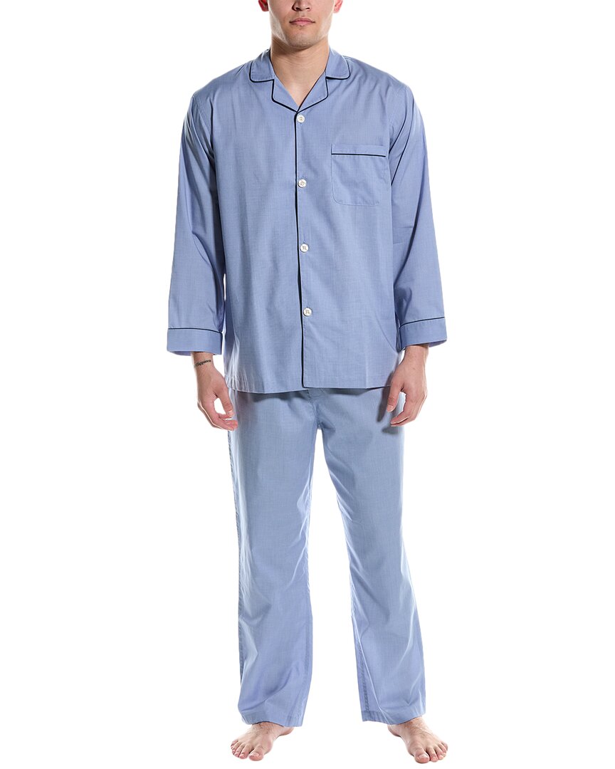 Shop Brooks Brothers 2pc Pajama Shirt & Pant Set In Blue