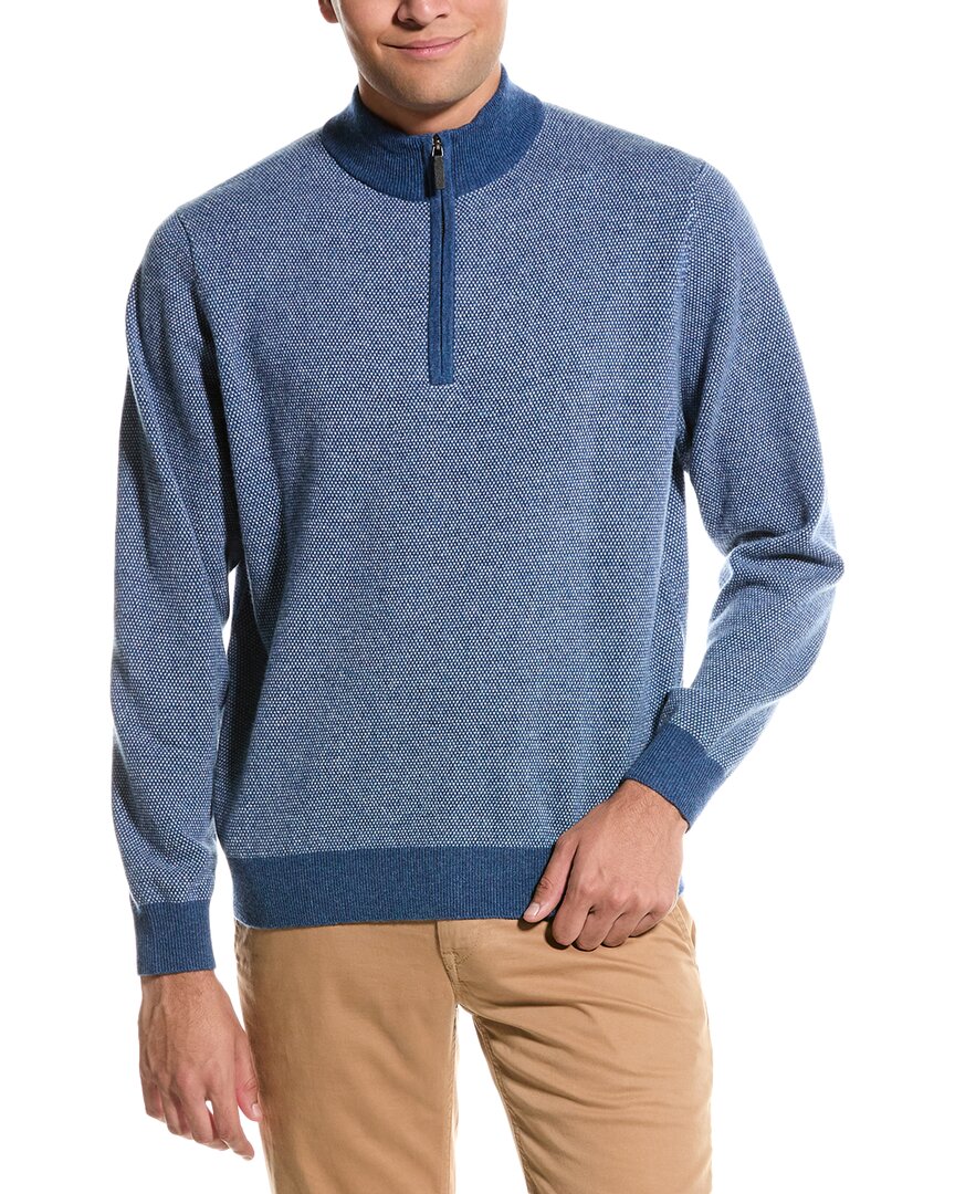 Douglas Anthony Birdseye Wool 1/4-zip Sweater In Blue
