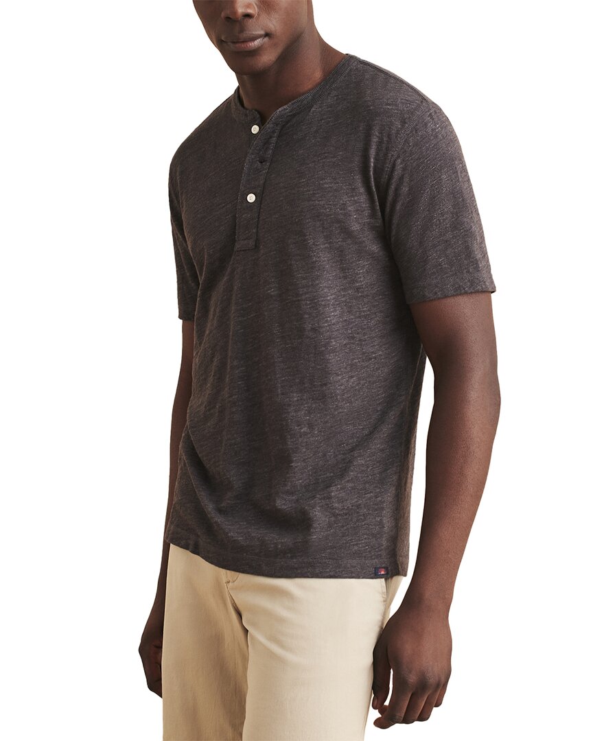 Faherty Heather Henley Shirt In Black