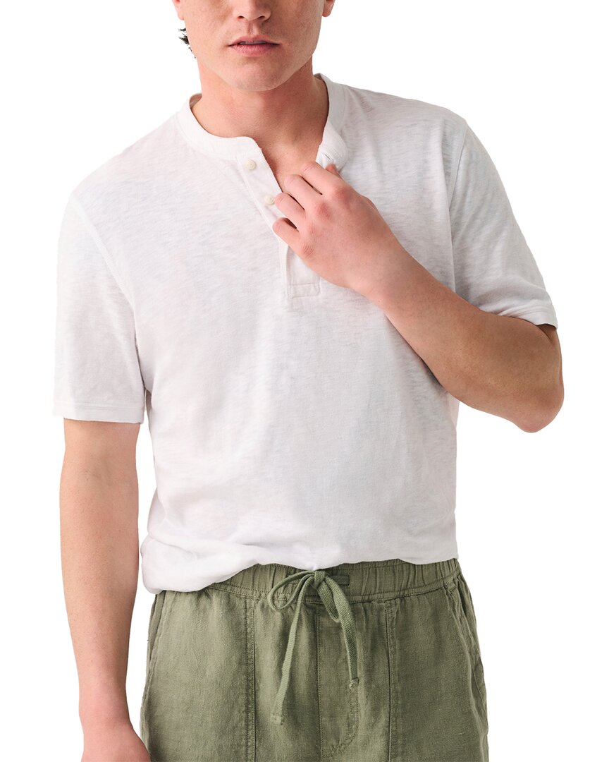 Faherty Tradewinds Linen-blend Henley Shirt In White