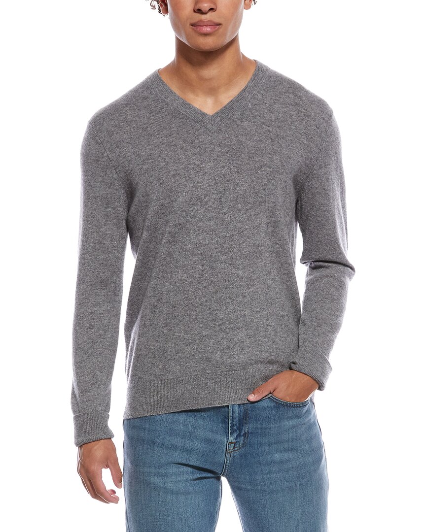 Quinn Solid Cashmere V-neck Sweater In Gray