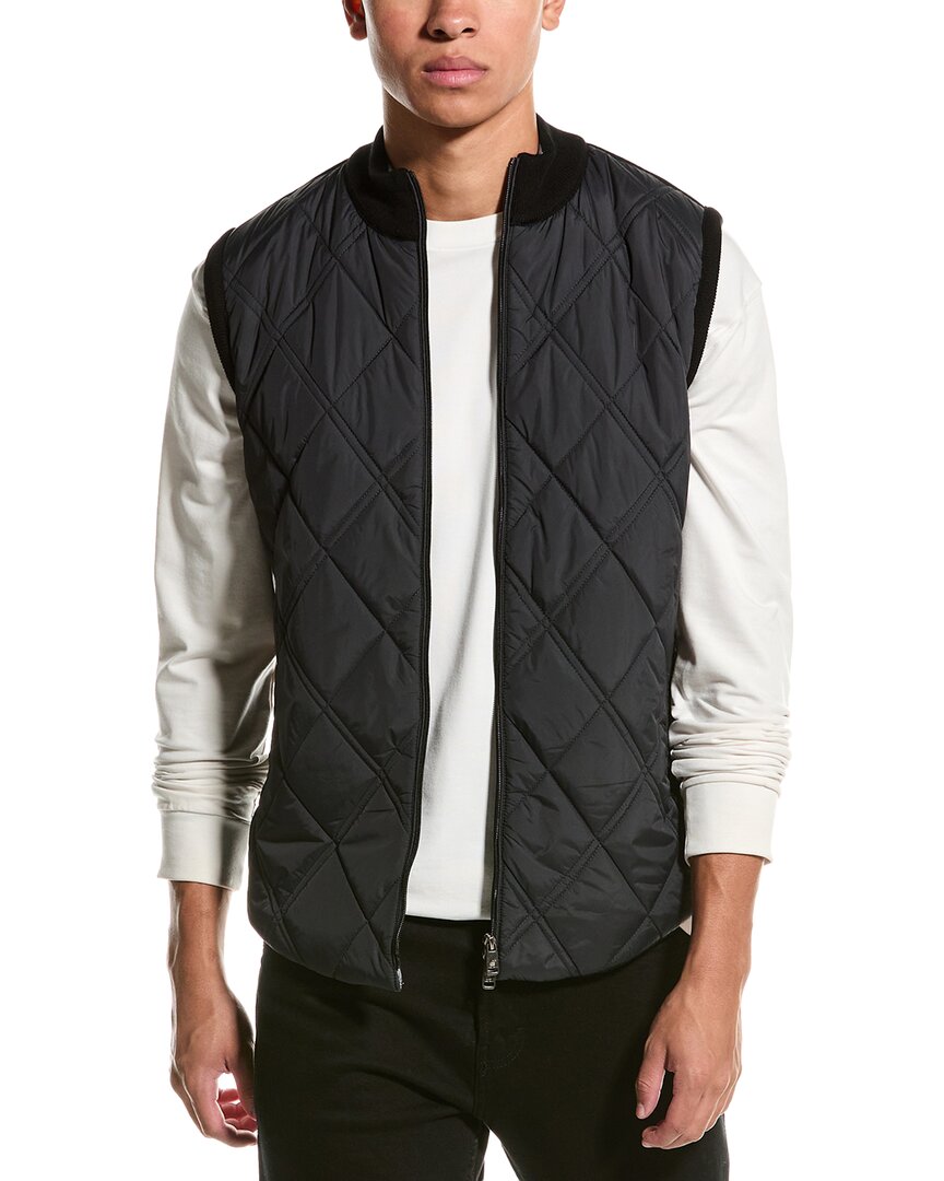 Raffi Quilted Front Wool-blend Vest In Black