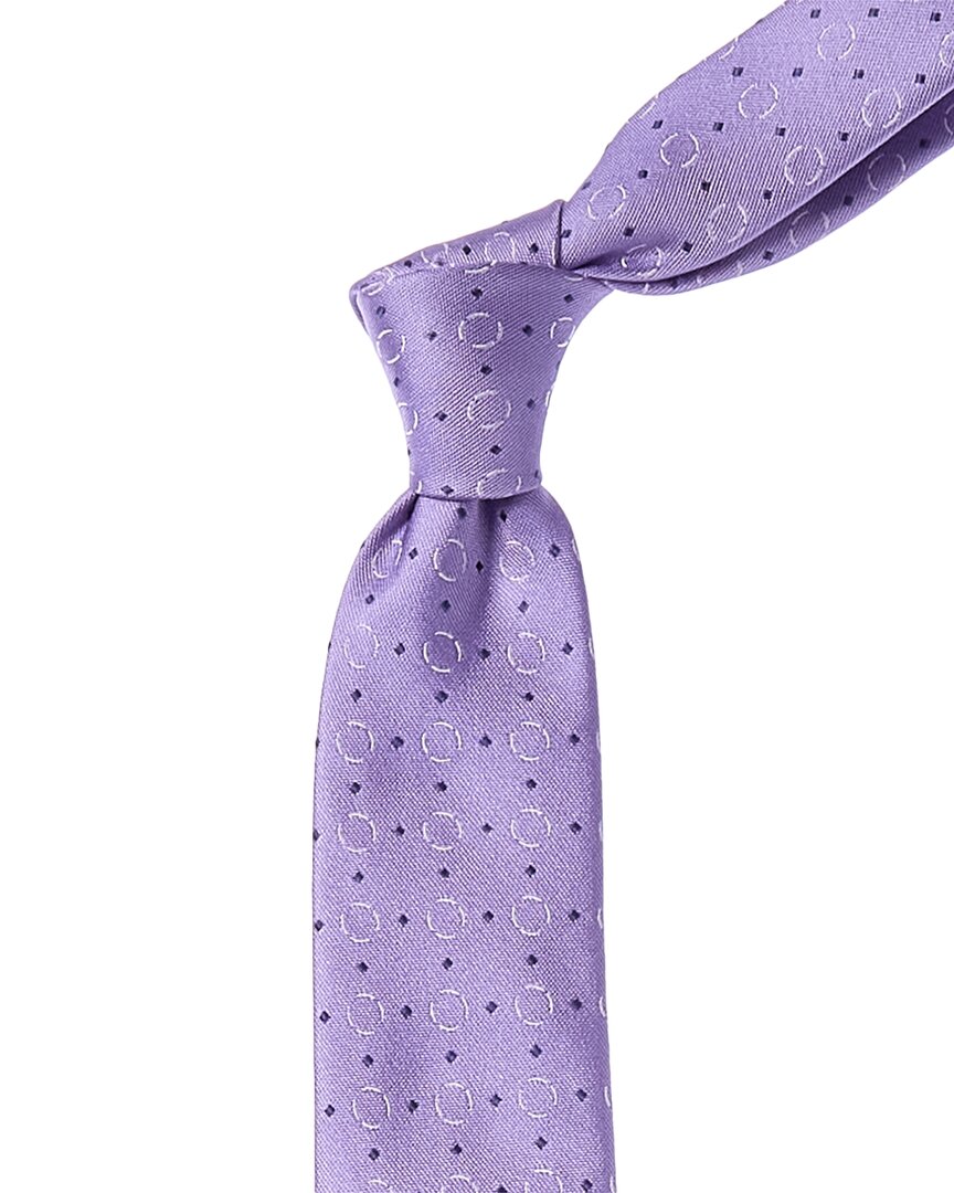 Hugo Boss Open Purple Dots Silk Tie In Purple