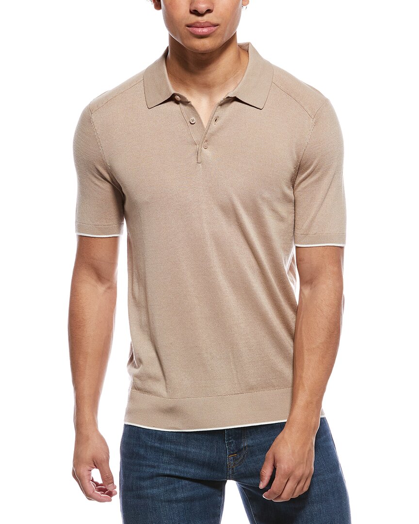 Raffi Jersey Polo Sweater Shirt In Brown