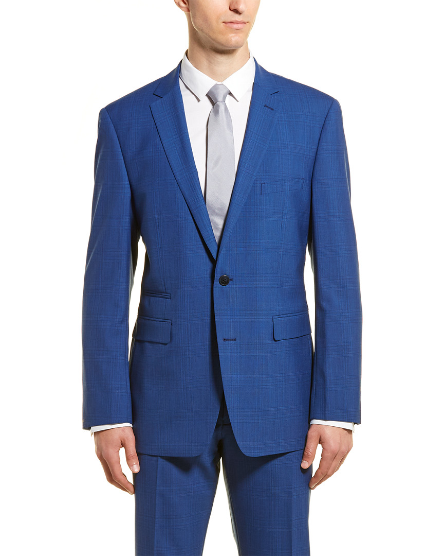 Vince Camuto Slim Fit Wool-Blend Suit With Flat Front Pant Men's Blue 38R |  eBay