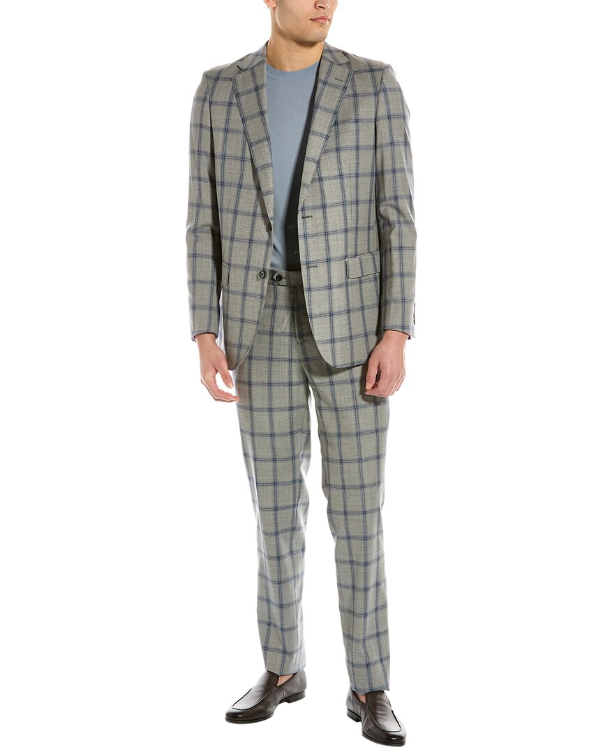 Shop Zanetti 2pc Porto Slim Fit Wool Suit In Blue
