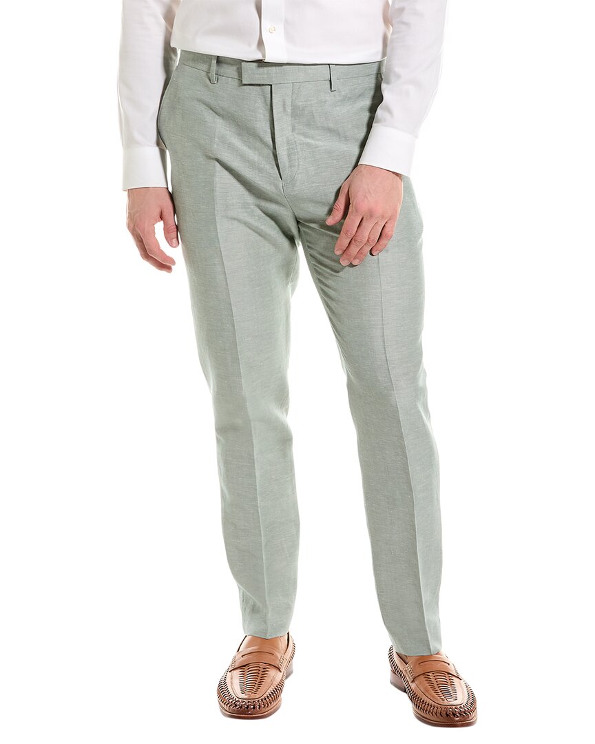 Shop Ted Baker Lancet Slim Fit Linen & Wool-blend Trouser In Green