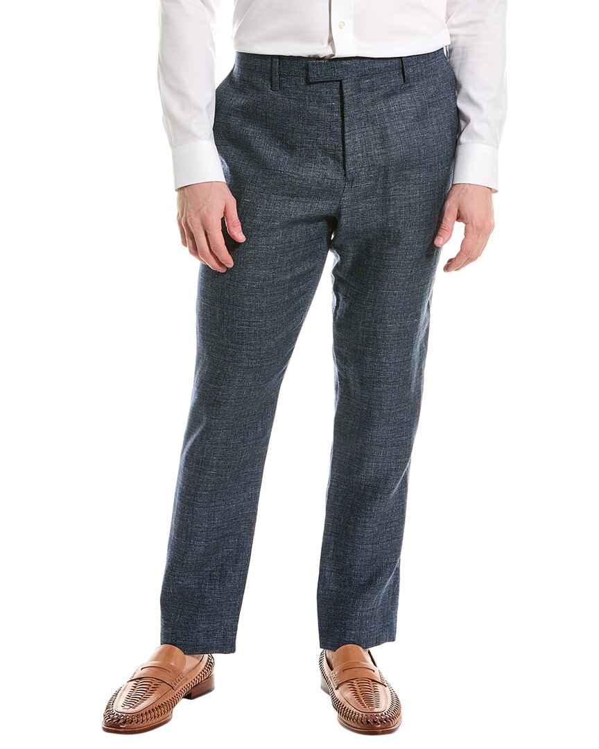 Shop Ted Baker Taylort Slim Linen & Wool-blend Trouser In Blue