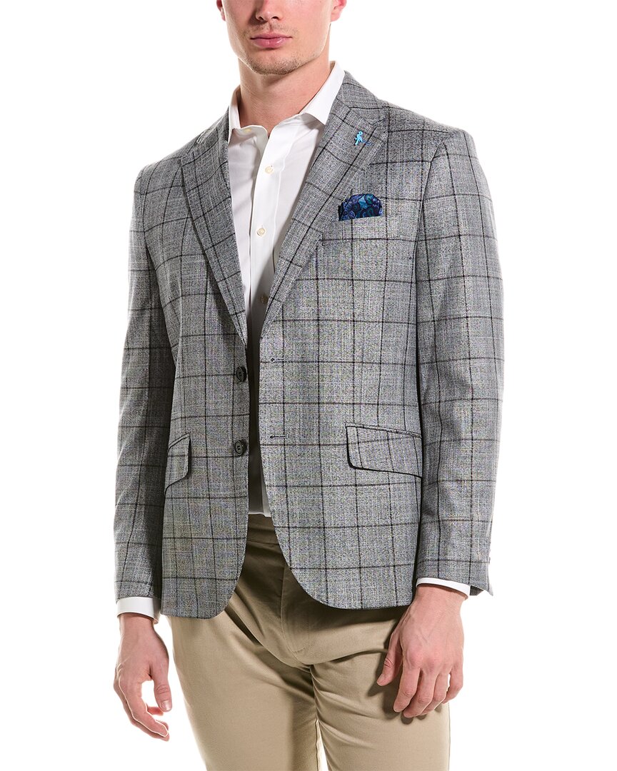 Tailorbyrd Tailored Fit Grey Windowpane Sport Coat In Grey