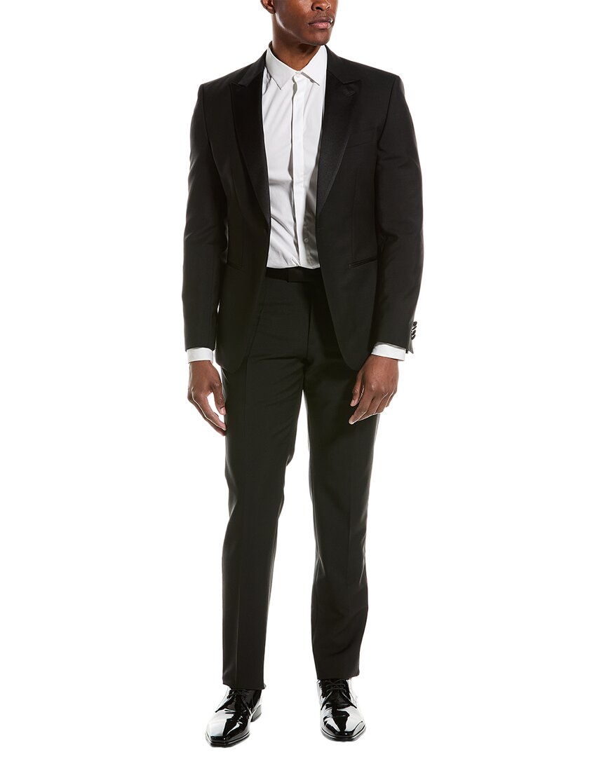Shop Hugo Boss Boss  Wool, Mohair & Silk-blend Suit With Flat Front Pant In Black