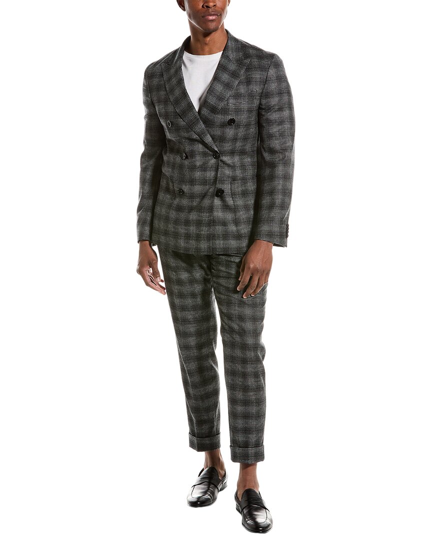Shop Hugo Boss Boss  Slim Wool-blend Suit With Pleated Pant In Black