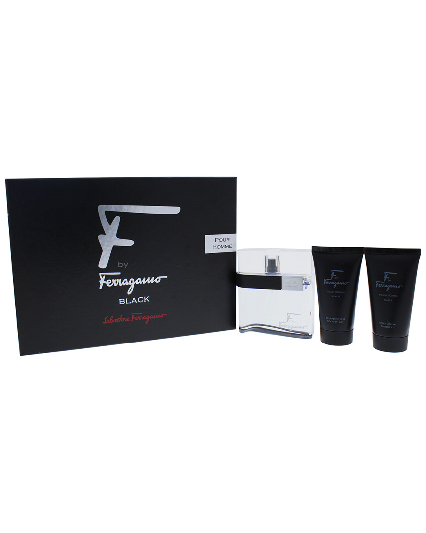 Ferragamo Men's F Black 3pc Gift Set