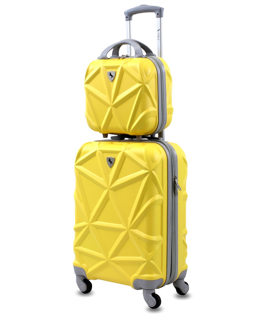 Amka Gem 2-pc. Carry-on Hardside Cosmetic Luggage Set In Yellow