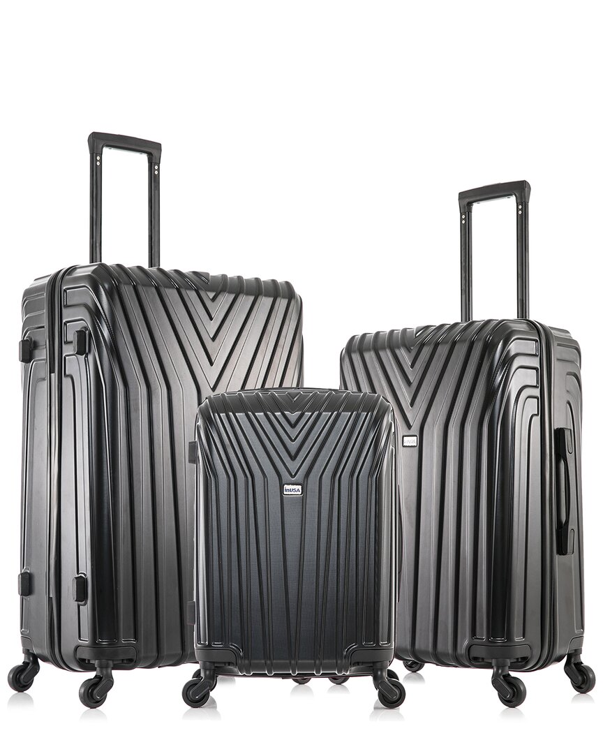 Inusa Vasty Lightweight Hardside Spinner 3 Piece Set In Black