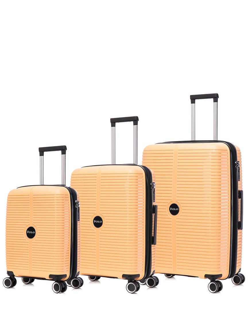 Bronco Polo Sky 3pc Expandable Luggage Set In Yellow