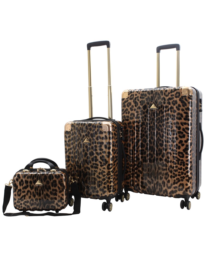 Shop Triforce Ibiza Collection 3pc Expandable Luggage Set In Brown