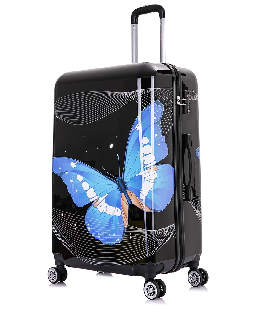 Inusa Black Butterfly Prints Hardside Luggage 28in