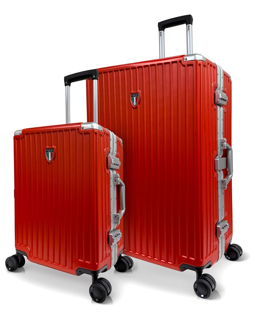 Tucci Italy Fortifica 2pc Expandable Luggage Set In Red