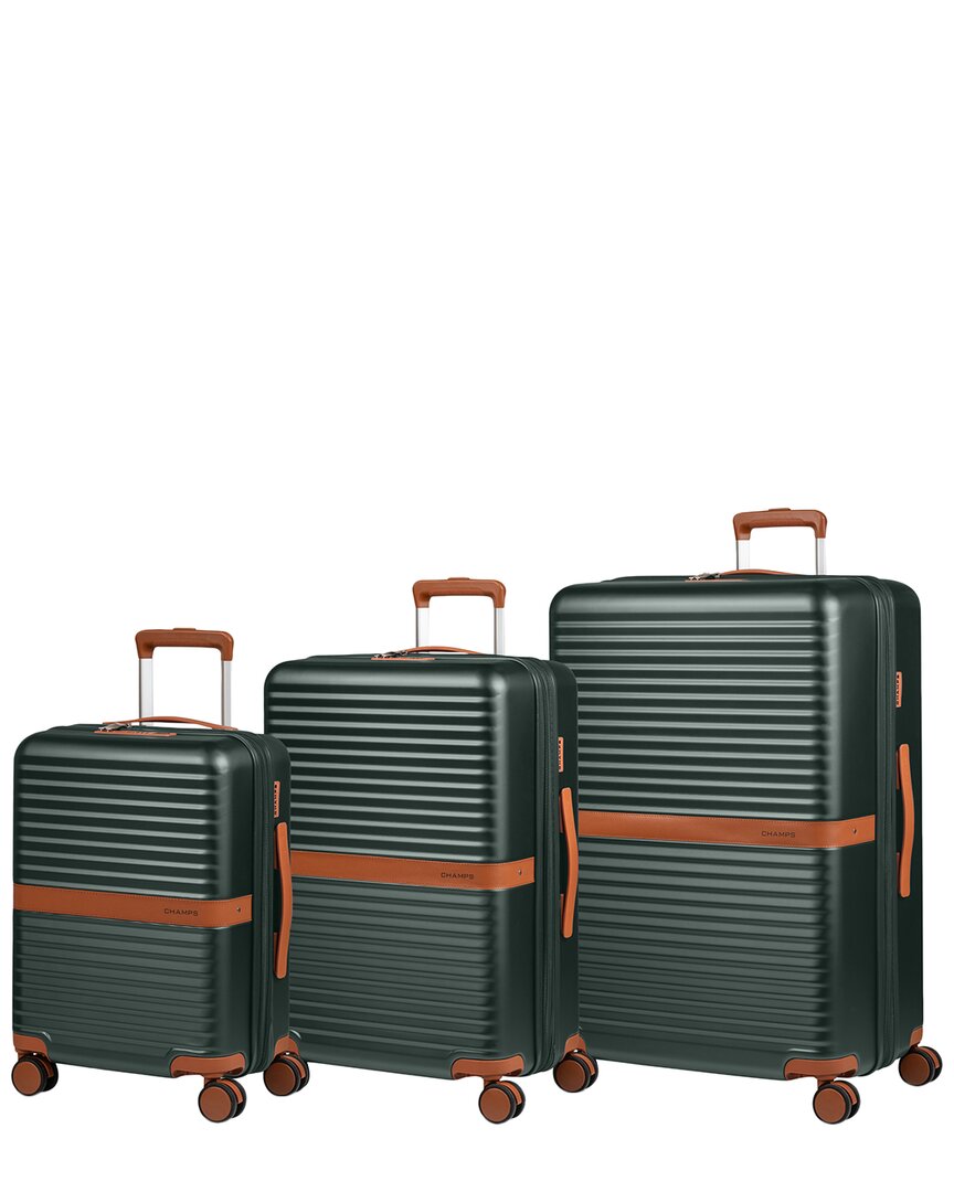 Champs Vintage Ii 3pc Expandable Luggage Set In Green