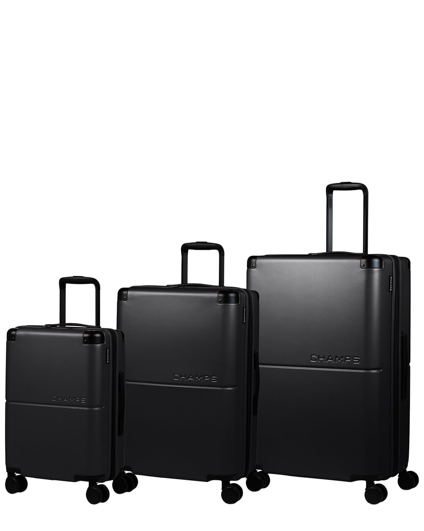 Champs Earth 3pc Expandable Luggage Set In Black
