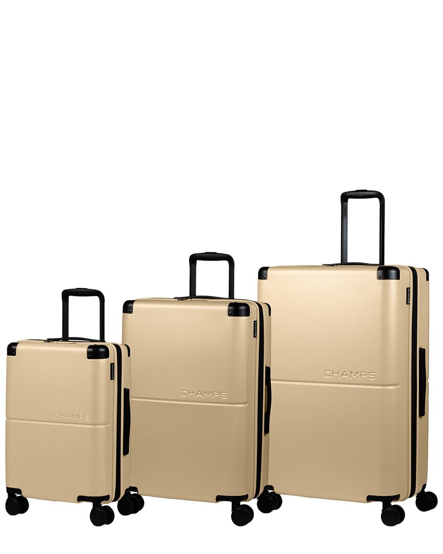 Champs Earth 3pc Expandable Luggage Set In Brown