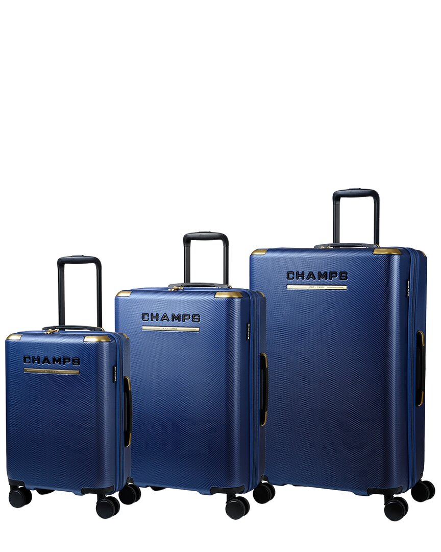 Champs Luxe Ii 3pc Expandable Luggage Set In Blue