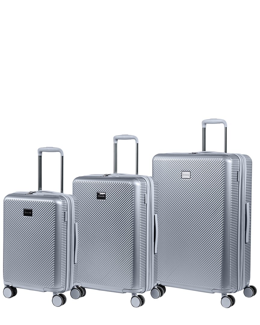 Champs Iconic Ii 3pc Expandable Luggage Set In Silver