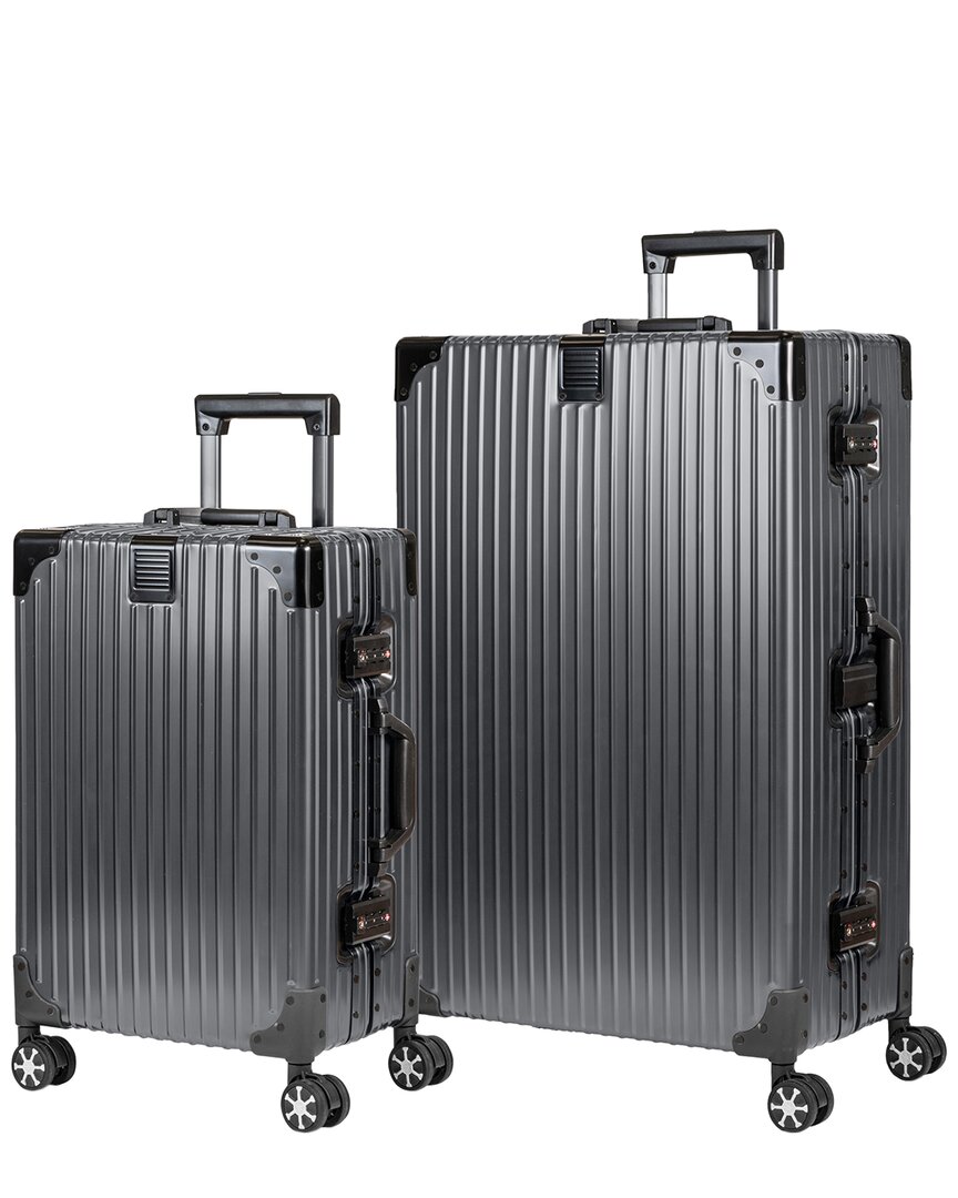 Champs Elite Aluminum 2pc Luggage Set In Gray