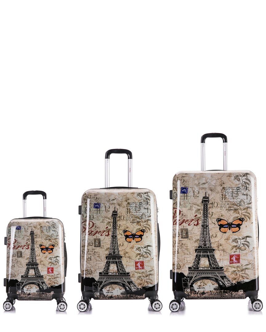 Inusa 3-Pc. Lightweight Print Hardside Spinner Luggage Set Paris Prints