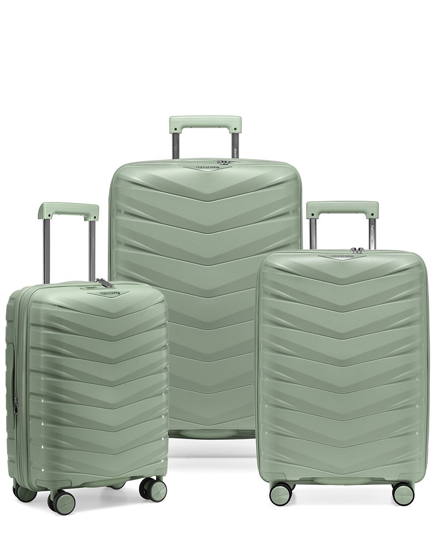 Traveler's Choice Happy Living Happy Living Expandable 3pc Luggage Set In Green