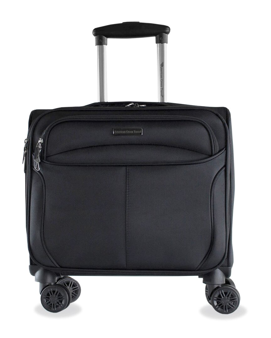American Green Travel Madison Laptop Spinner Briefcase In Black
