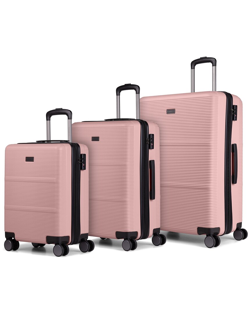 Bugatti Brussels Expandable 3pc Luggage Set In Pink