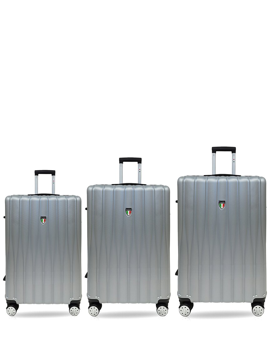 Tucci Barato Expandable 3pc Luggage Set In Silver