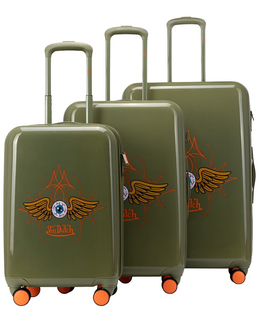 Von Dutch Eyeflight 3pc Expandable Hardside Spinner Luggage Set