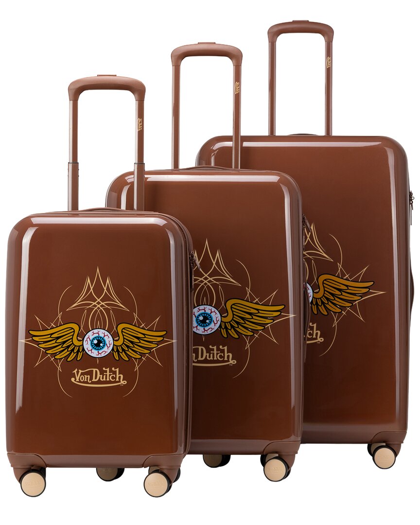Von Dutch Eyeflight 3pc Expandable Hardside Spinner Luggage Set