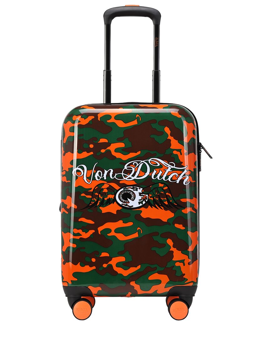 Von Dutch Orange Camo 20in Expandable Hardside Spinner Carry-on Suitcase