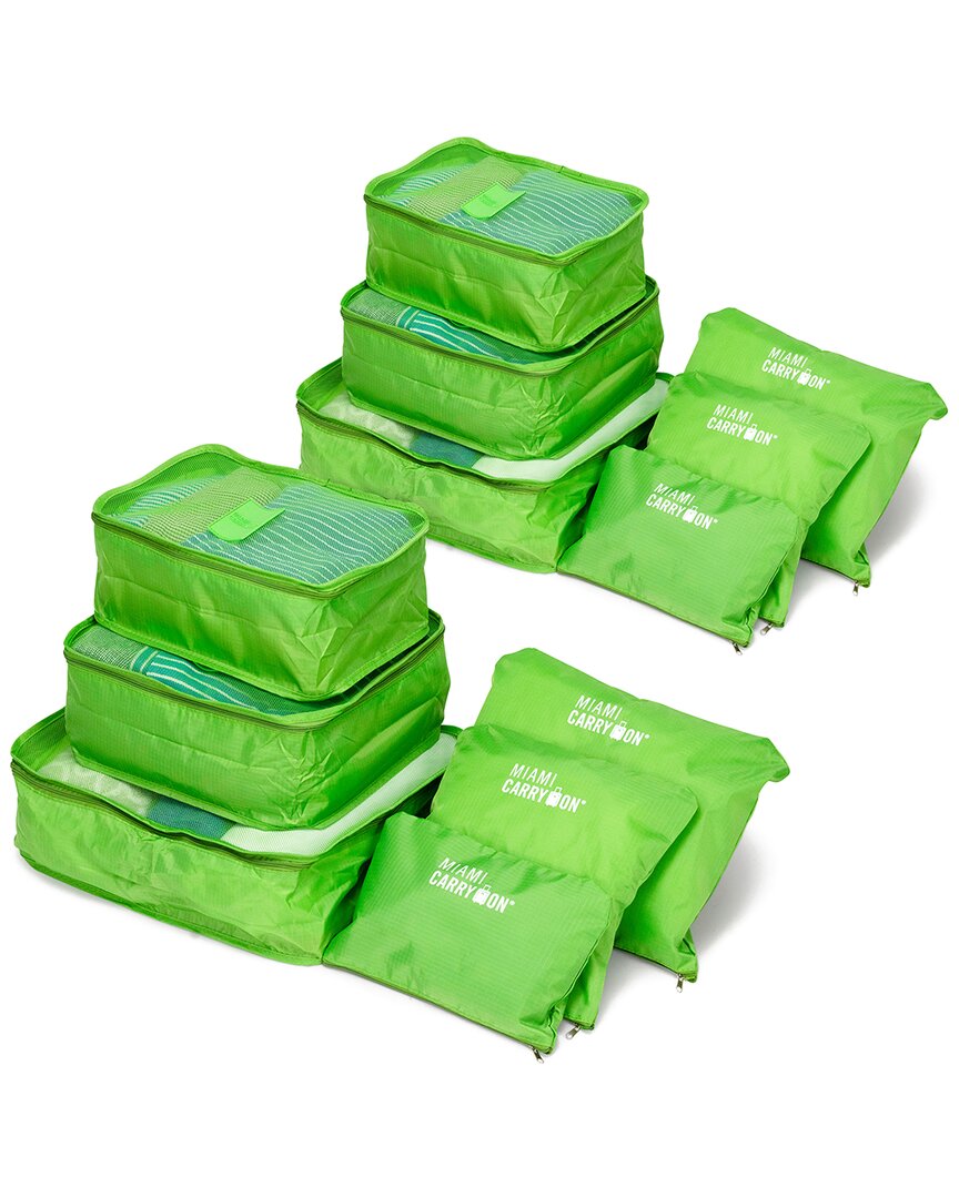 Miami Carryon Neon 12-piece Packing Cubes In Green