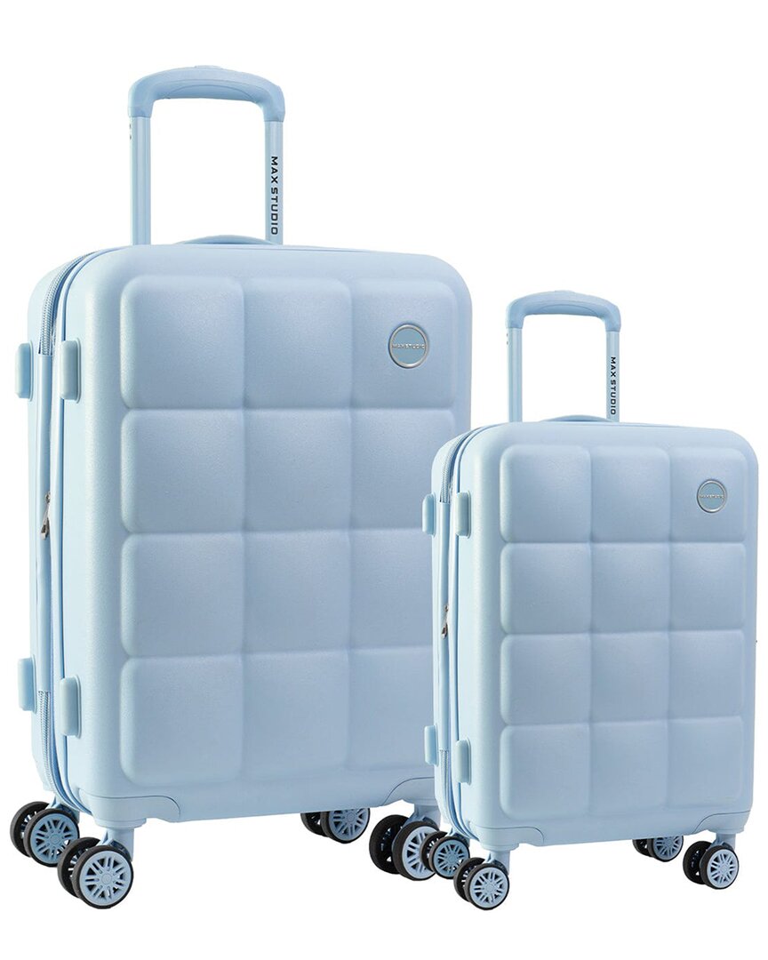 Max Studio The Square Embossed Abs 2pc Hard-sided Luggage Set In Blue