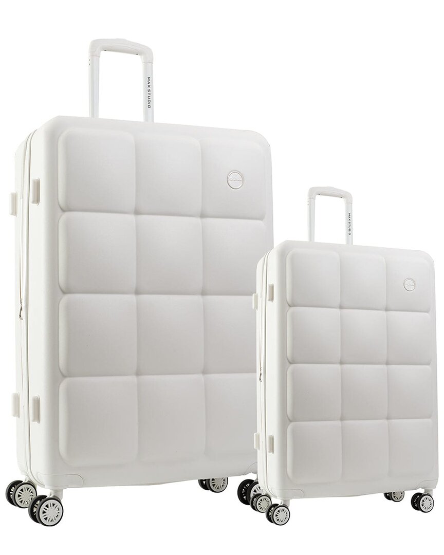 Max Studio The Square Embossed Abs 2pc Hard-sided Luggage Set In White